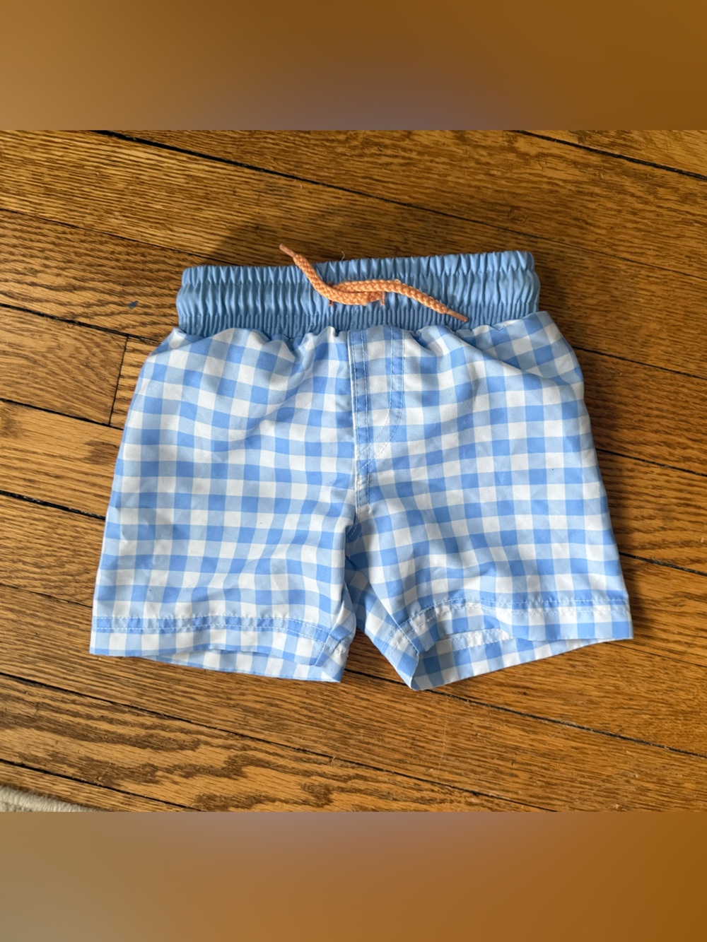 Tommy Bahama Light Blue Gingham Kids Swim Trunks - Size 12 Months